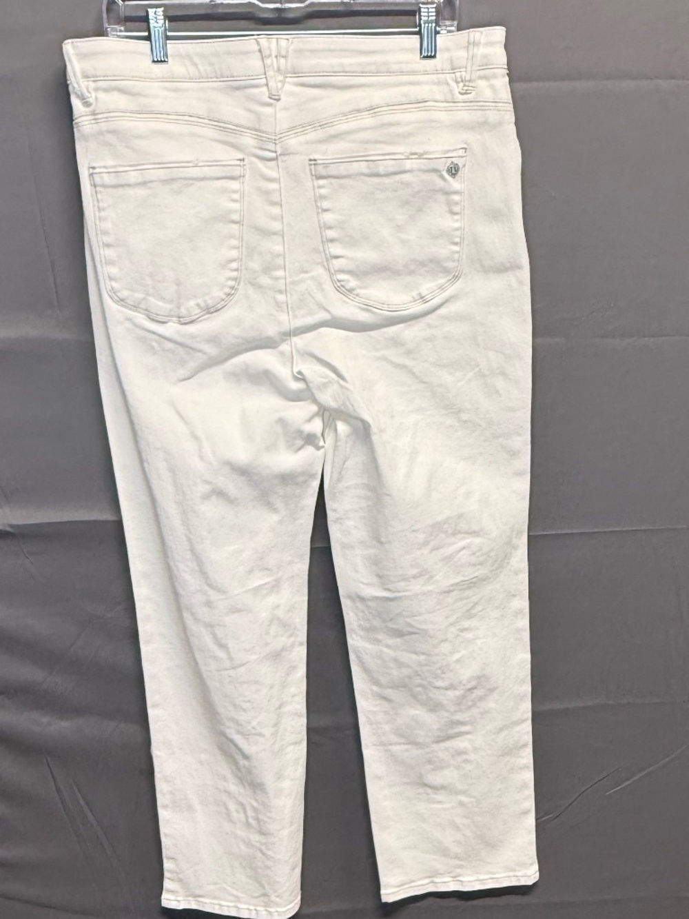 Democracy Ab Solution White High Rise Straight Leg Jeans Crop Paneled Sz 14 NWT - Picture 6 of 14